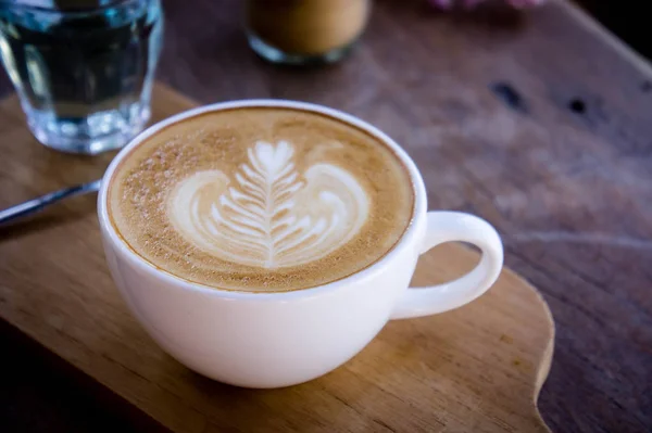 Coffee Aroma White Cup Wood Table Morning Time — Stock Photo, Image