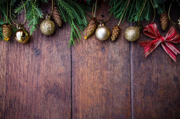 Kerst Ballen Decor Oude Houten Achtergrond — Stockfoto
