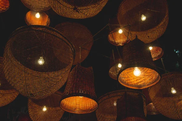 Decorative lamps of basketry decor style in night light