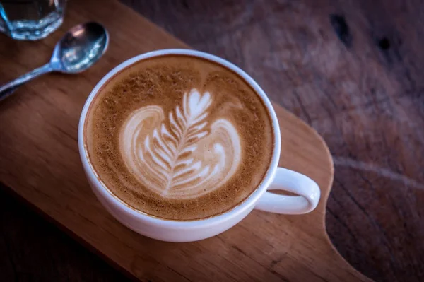 Kaffee Weiße Tasse Klassiker Auf Holztisch Morgen — Stockfoto