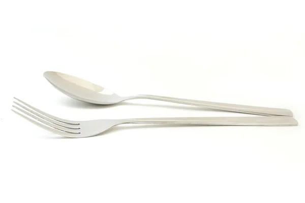 Fork Spoon White Background — Stock Photo, Image