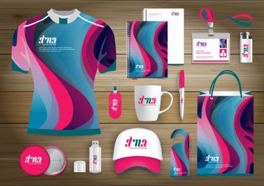 Hediye öğeleri iş kurumsal kimlik, vektör soyut renk promosyon Hatıra Eşyası tasarımı çapraz çizgiler için origami elemanları ile. bağlantı dijital teknoloji şirketi kırtasiye seti, 