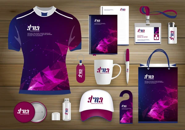 Hediye öğeleri iş kurumsal kimlik, vektör soyut renk promosyon Hatıra Eşyası tasarımı çapraz çizgiler için origami elemanları ile. bağlantı dijital teknoloji şirketi kırtasiye seti, 