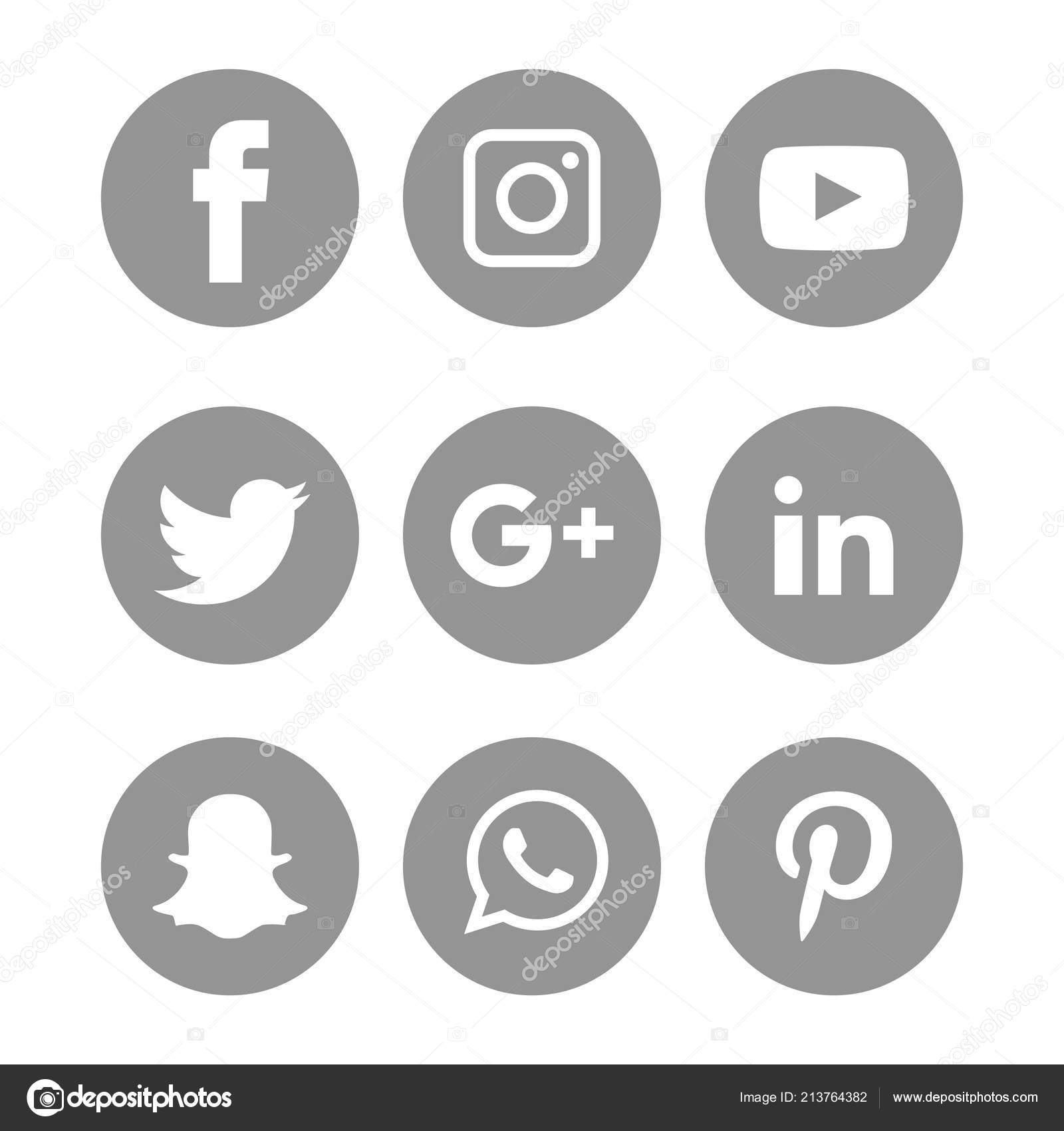 Black White Social Media Icons Set Logo Vector Illustrator