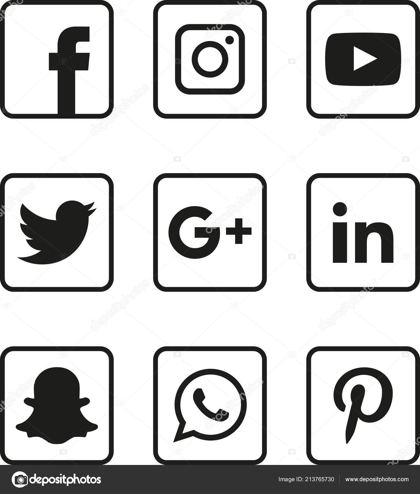 Black White Social Media Icons Set Logo Vector Illustrator Facebook Vector Image By C Designmaster81 Vector Stock