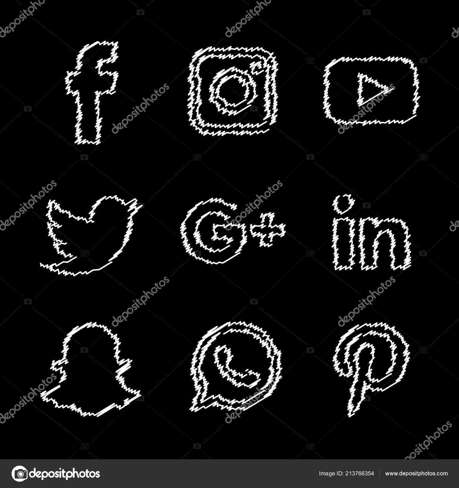 Black White Social Media Icons Set Logo Vector Illustrator Facebook Vector Image By C Designmaster81 Vector Stock