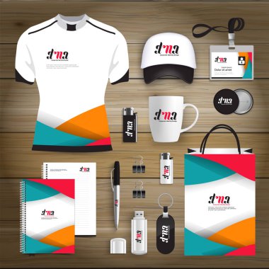 Hediye öğeleri iş kurumsal kimlik, vektör soyut renk promosyon Hatıra Eşyası tasarımı çapraz çizgiler için origami elemanları ile. bağlantı dijital teknoloji şirketi kırtasiye seti, 