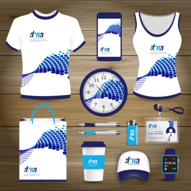 Promosyon Hediyelik eşyalar iş kurumsal kimlik, vektör soyut renk Hatıra Eşyası tasarlayın. dijital teknoloji şirketi arka plan kümesi, erkek ve kadın spor takım elbise gömlek t ile akıllı telefon.