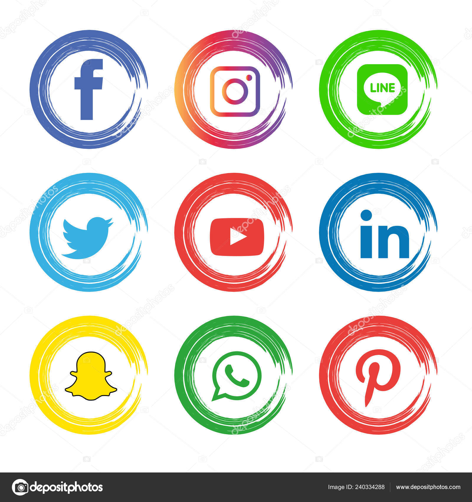 Social Media Icons Set Logo Vector Illustrator Snapchat Facebook Instagram Stock Vector Image By C Designmaster81