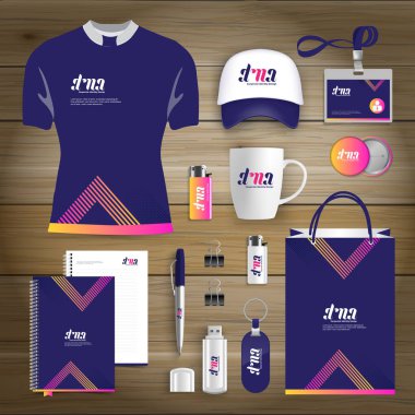 Hediye öğeleri iş kurumsal kimlik, vektör soyut renk promosyon Hatıra Eşyası tasarımı çapraz çizgiler için origami elemanları ile. bağlantı dijital teknoloji şirketi kırtasiye seti, 