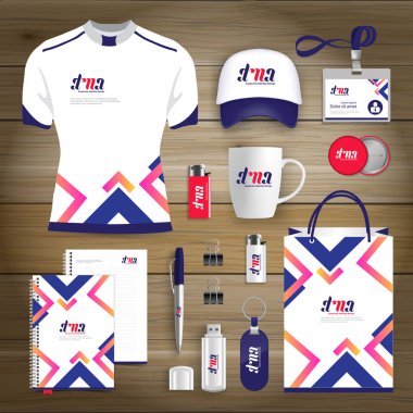 Hediye öğeleri iş kurumsal kimlik, vektör soyut renk promosyon Hatıra Eşyası tasarımı çapraz çizgiler için origami elemanları ile. bağlantı dijital teknoloji şirketi kırtasiye seti, 