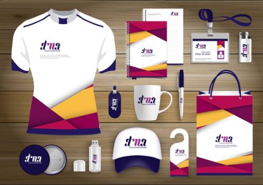 Hediye öğeleri iş kurumsal kimlik, vektör soyut renk promosyon Hatıra Eşyası tasarımı çapraz çizgiler için origami elemanları ile. bağlantı dijital teknoloji şirketi kırtasiye seti, 