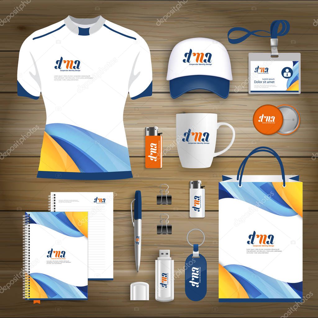 Gift Items business corporate identity, Vector abstract Color promotional souvenirs design with origami elements for diagonal lines. link digital technology company Stationery set,