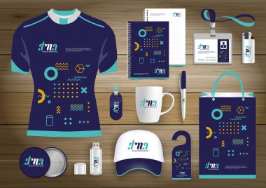 Hediye öğeleri iş kurumsal kimlik, vektör soyut renk promosyon Hatıra Eşyası tasarımı çapraz çizgiler için origami elemanları ile. bağlantı dijital teknoloji şirketi kırtasiye seti, 