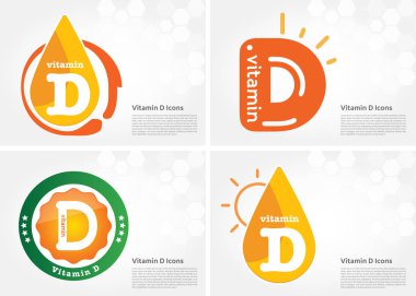 D vitamini güneş parlayan hap kapsül simge koleksiyonu siyah set, kolekalsiferol. Kimyasal formül madde damla ile altın Vitamin kompleksi. Heath Vector illüstrasyon için Tıbbi