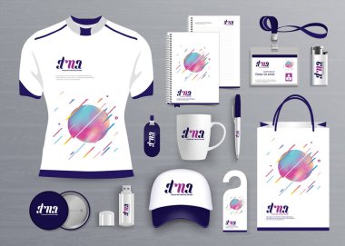 Hediye öğeleri iş kurumsal kimlik, vektör soyut renk promosyon Hatıra Eşyası tasarımı çapraz çizgiler için origami elemanları ile. bağlantı dijital teknoloji şirketi kırtasiye seti, 