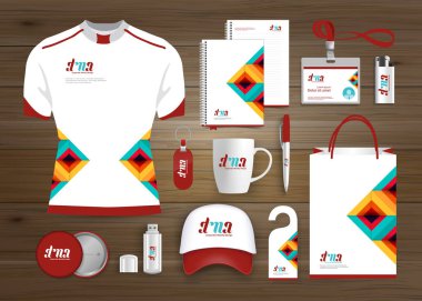 Hediye öğeleri iş kurumsal kimlik, vektör soyut renk promosyon Hatıra Eşyası tasarımı çapraz çizgiler için origami elemanları ile. bağlantı dijital teknoloji şirketi kırtasiye seti, 