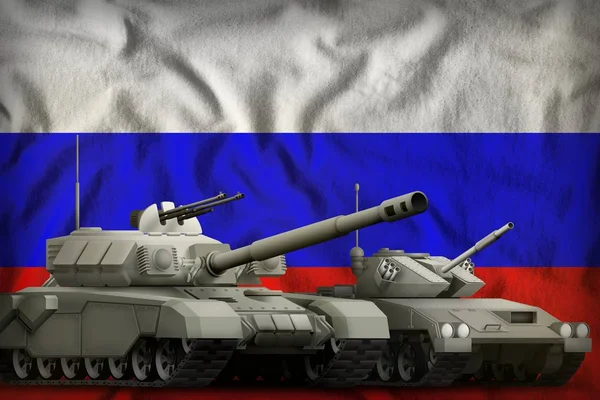 tanks on the Russia flag background. Russia tank forces concept. 3d Illustration
