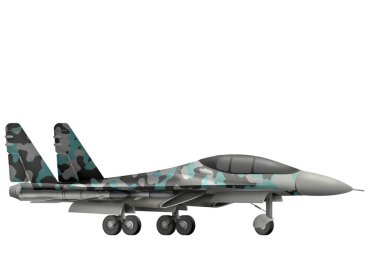 avcı uçağı, önleme kış kamuflaj ile nesne beyaz arka plan üzerinde izole. 3D çizim