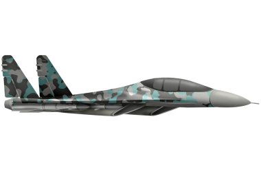 avcı, yalıtılmış nesne beyaz arka plan üzerinde arctic ile uçan Interceptor kamuflaj. 3D çizim