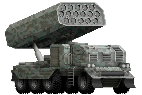 Raket Artilleri Missillauncher Med Vinterkamouflage Isolerade Objekt Vit Bakgrund Illustration — Stockfoto