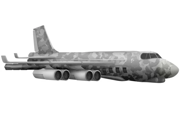 用灰色伪装的轰炸机在白色背景下飞行孤立物体 — 图库照片