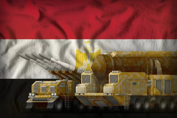 Forces Fusée Avec Camouflage Désert Sur Fond Drapeau Égyptien Concept — Photo