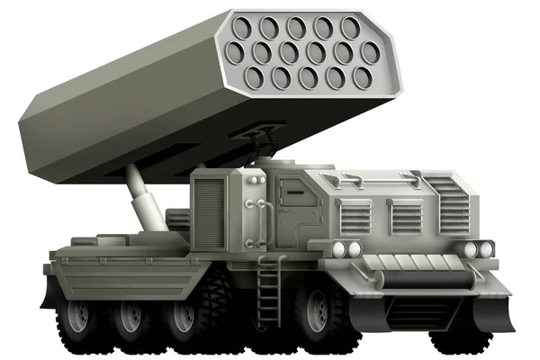 Raket Artilleri Missillauncher Isolerade Objekt Vit Bakgrund Illustration — Stockfoto