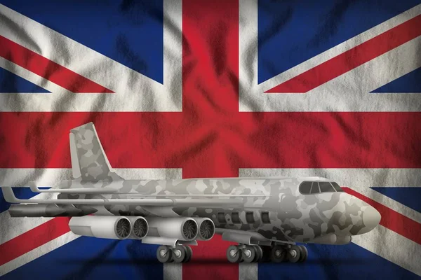 Bombardeiro Com Camuflagem Cidade Fundo Bandeira Reino Unido Ilustração — Fotografia de Stock