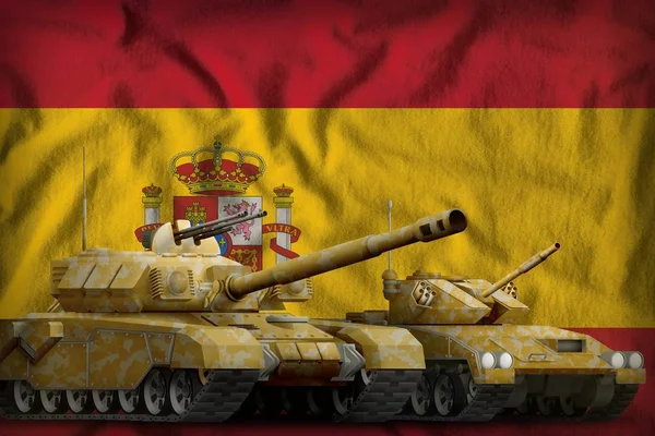 Танків Помаранчевої Камуфляж Фоні Прапор Іспанії Іспанія Танк Сил Концепції — стокове фото