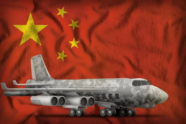 Bommenwerper Met Stad Camouflage Achtergrond Van Vlag Van China Illustratie — Stockfoto