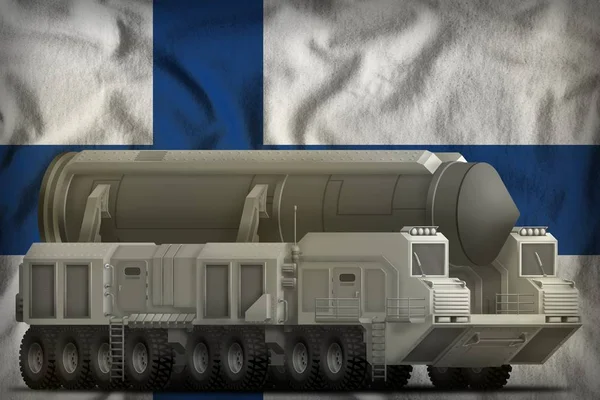 Interkontinental Ballistisk Robot Finland Flagga Bakgrunden Illustration — Stockfoto