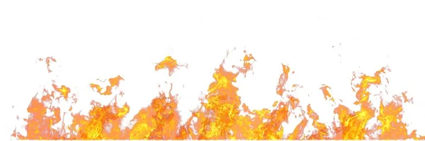 Echte Flammen Der Feuerlinie Isoliert Auf Weißem Hintergrund Brandattrappe — Stockfoto