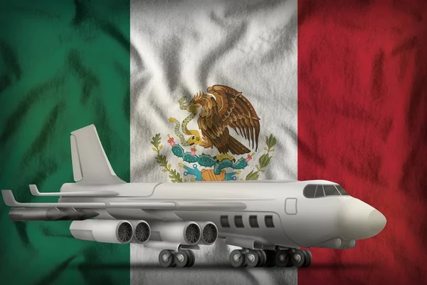 メキシコ旗の背景に爆撃機 イラストレーション — ストック写真