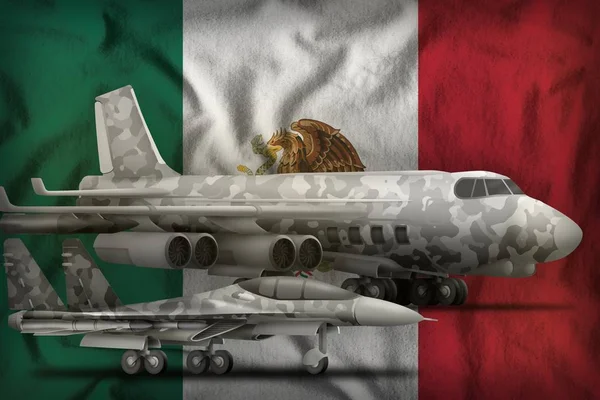 Військово Повітряні Сили Сірої Камуфляж Фоні Прапор Мексики Мексика Військово — стокове фото