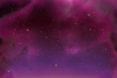 Soyut fantezi pembe yer ve renkli arka plan ile kıvılcım yıldız ve bulutlar