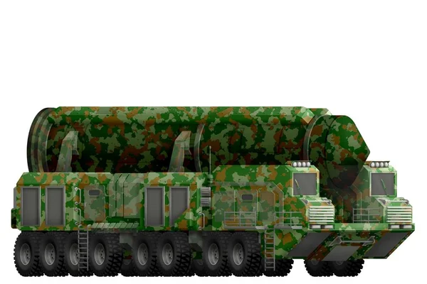 Intercontinental Ballistic Missile Green Camouflage Isolated Object White Background Illustration — Stock Photo, Image