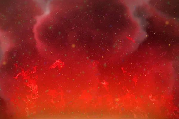Abstract Fantasie Rood Vuur Rook Kleurrijke Achtergrond Met Vonken Rook — Stockfoto