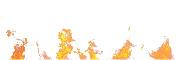 Véritables Flammes Feu Isolées Sur Fond Blanc Maquette Flammes — Photo