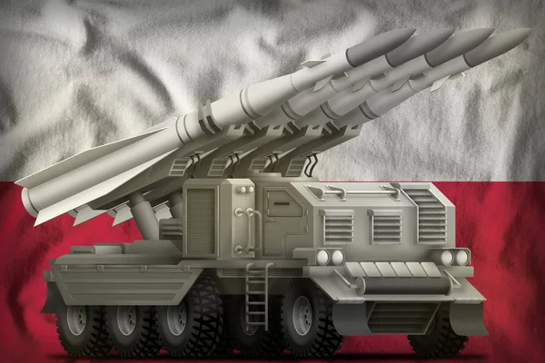 战术短程弹道导弹在波兰国旗背景 — 图库照片