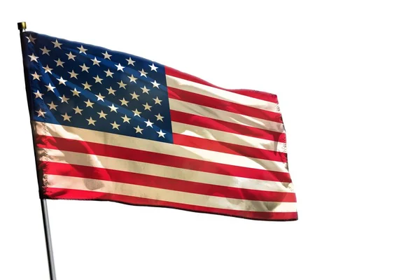 Fladderende Usa Vlag Geïsoleerd Witte Achtergrond — Stockfoto