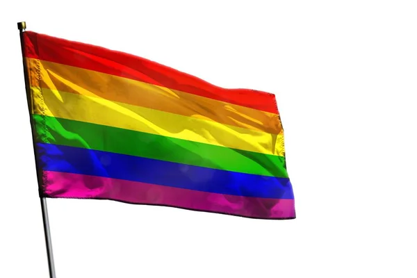 Trzepotanie Flagi Gay Pride Izolowana Białym Tle — Zdjęcie stockowe