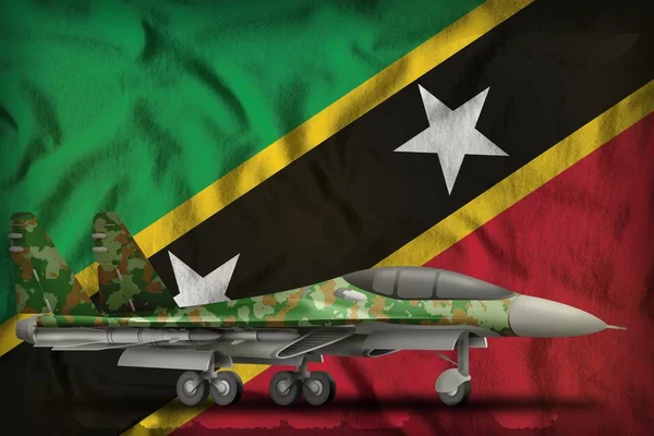 Harcos Interceptor Erdő Álcázás Saint Kitts Nevis Zászló Háttér Illusztráció — Stock Fotó