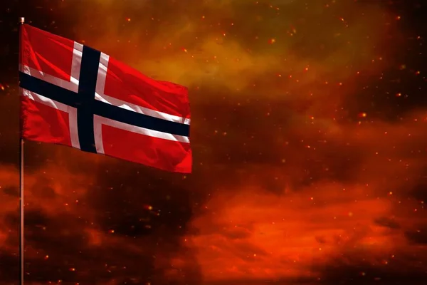 Развевающийся Макет Флага Норвегии Пустым Местом Ваших Данных Красном Багровом — стоковое фото