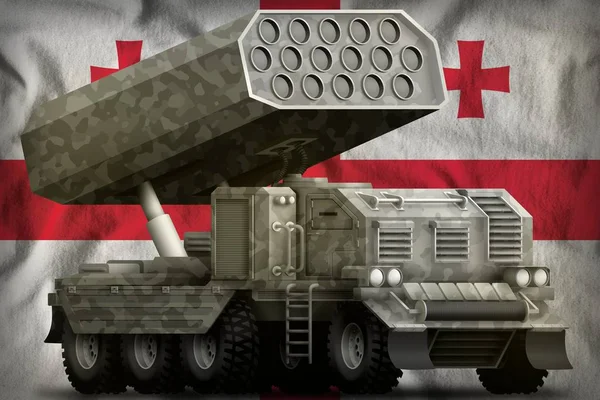 Rocket Artillery Missile Launcher Grey Camouflage Georgia Flag Background Illustration — Stock Photo, Image