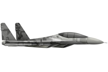 avcı, piksel gri ile uçan Interceptor yalıtılmış nesne beyaz arka plan üzerinde kamuflaj. 3D çizim