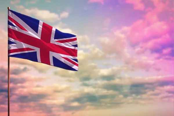 Fluttering Reino Unido Bandeira Mockup Com Lugar Para Seu Texto — Fotografia de Stock