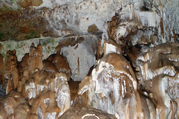 Natural Texture Image Wonderful Natural Cave Light Brown Walls Formations — Stock Photo, Image