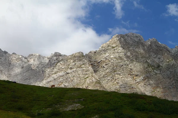 Lindo Paisaje Montaña Nórdica Con Cielos Pesados Paisaje Natural Foto — Foto de Stock