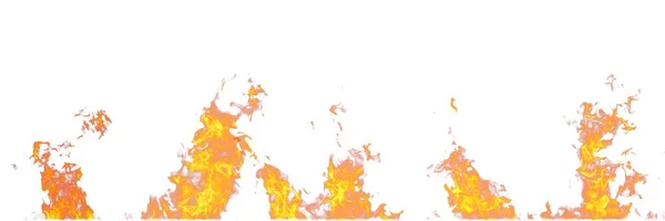 Echte Flammen Auf Weißem Hintergrund Vereinzelt Attrappe Von Flammen — Stockfoto